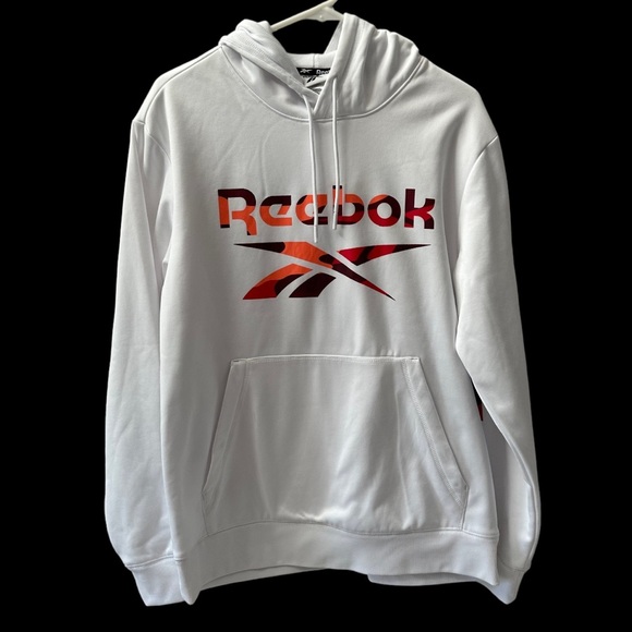 Reebok Other - REEBOK Stark White Camo Logo Fleece Long Sleeve Hoodie, Size Medium.